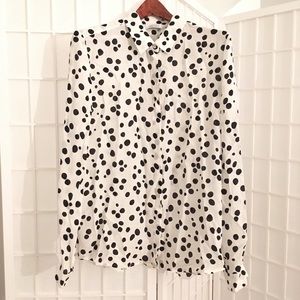 & Other Stories Polka Dot Silk Button Down-Size 8